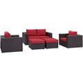 Modway Furniture Convene Outdoor Patio Sofa Set, Espresso Red - 5 Piece EEI-2158-EXP-RED-SET